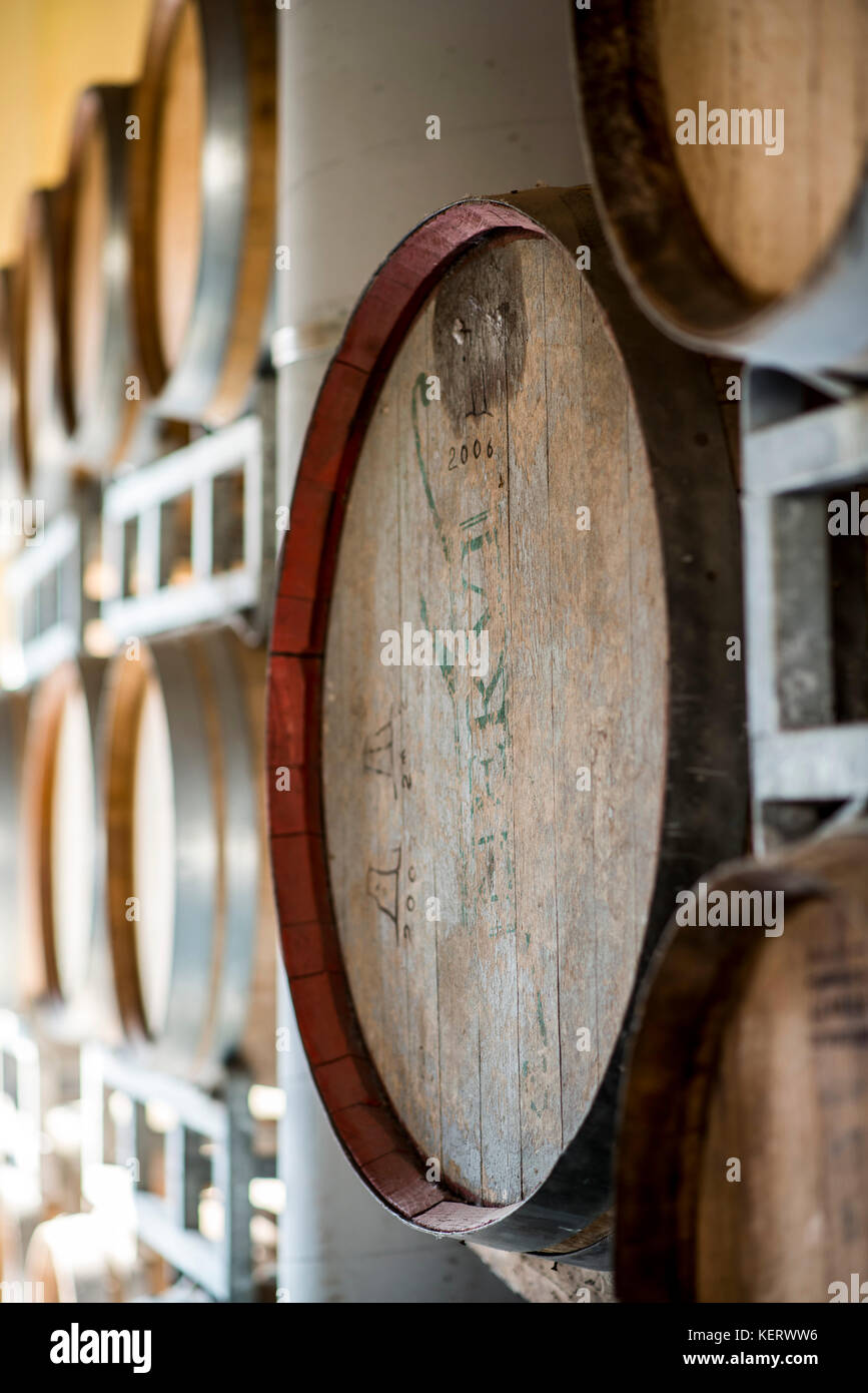 Wood Wine Casks in Winery Stock Photo Alamy