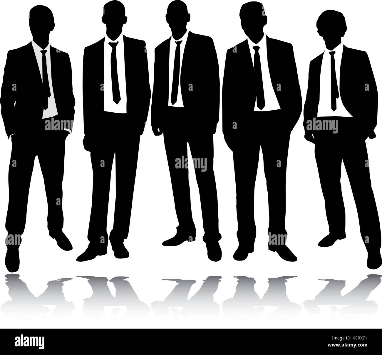group of businessma standing and posing - vector Stock Vector