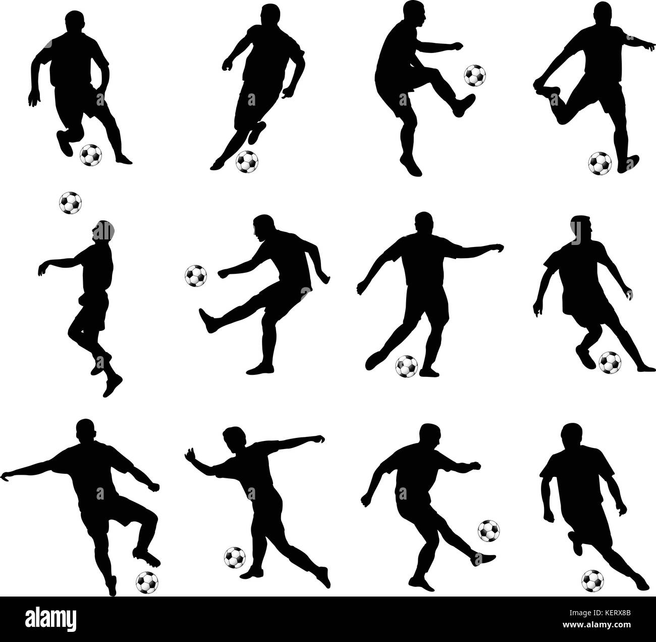 soccer players detailed silhouettes set - vector Stock Vector Image ...