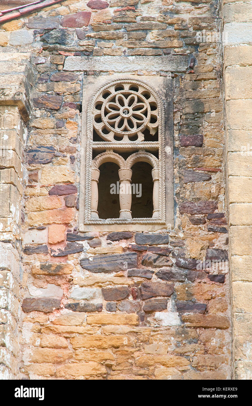 Detail of window, San Miguel de Lillo church. Oviedo, Asturias, Spain. Stock Photo