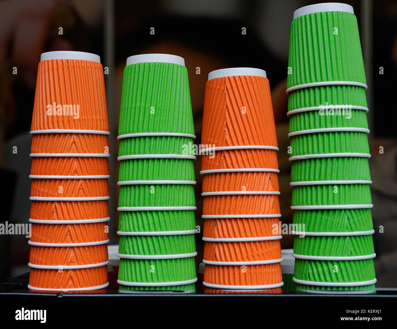 Colored paper cups for coffee Stock Photo - Alamy