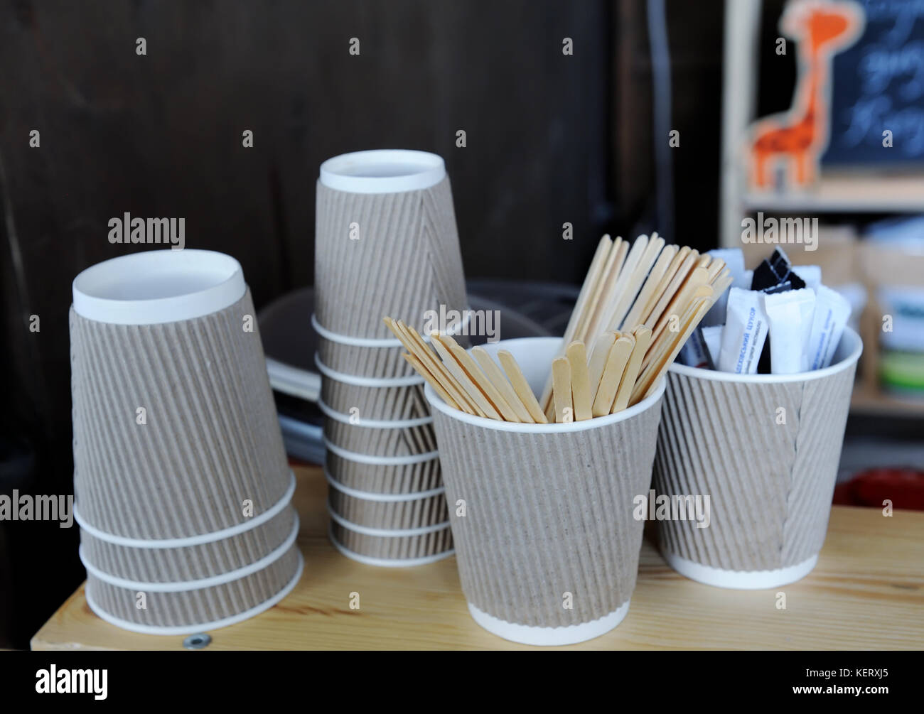 Colored paper cups for coffee Stock Photo - Alamy