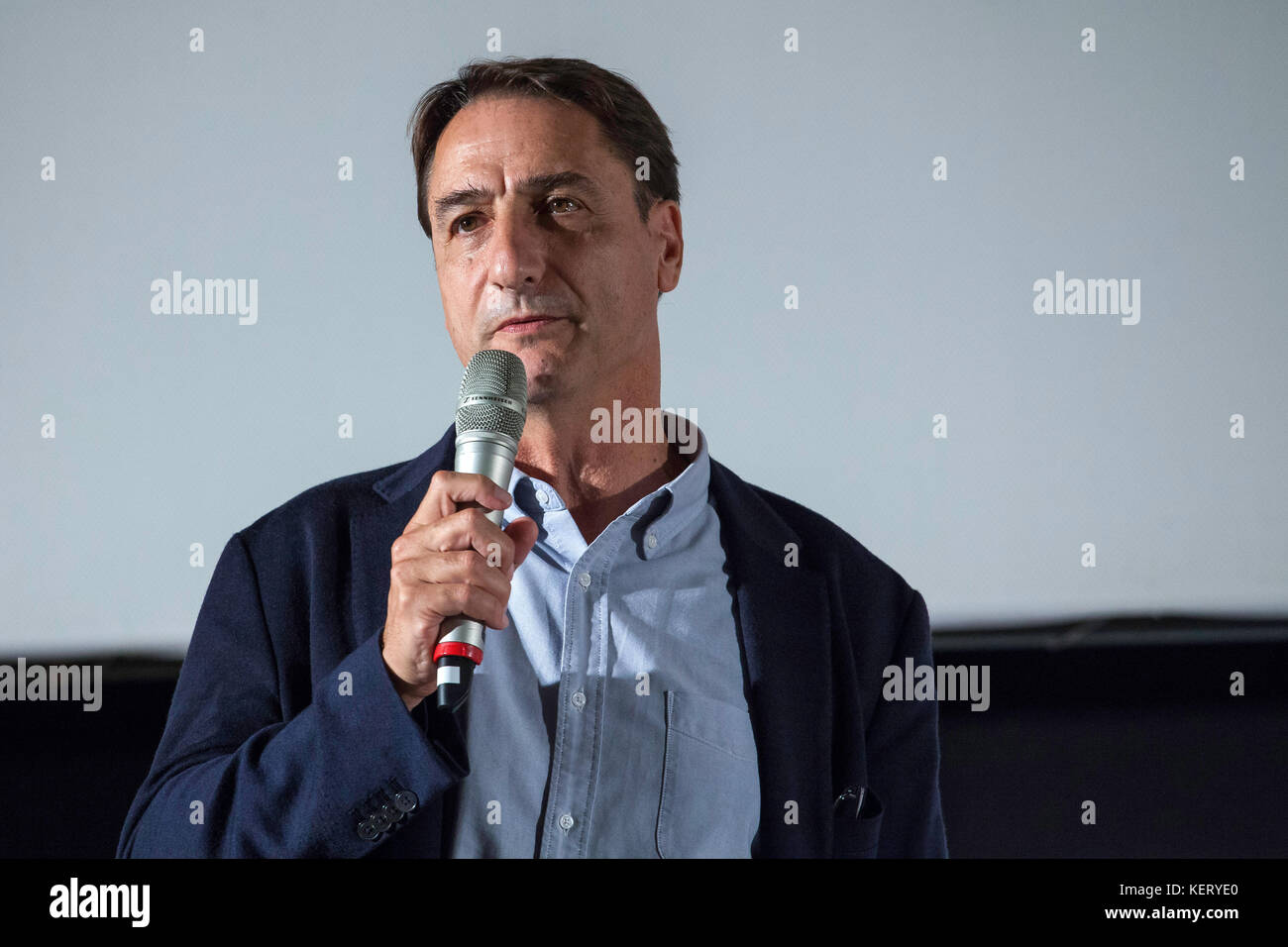 Claudio Fava, candidate for the Presidency of the Sicilian Region, during a Palermitan left assembly. Stock Photo