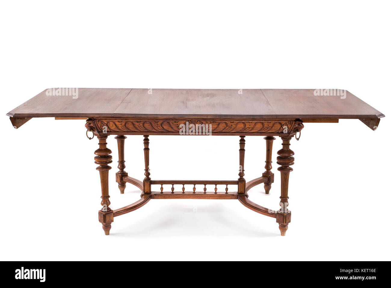 Wooden brown antique table isolated on white background Stock Photo - Alamy