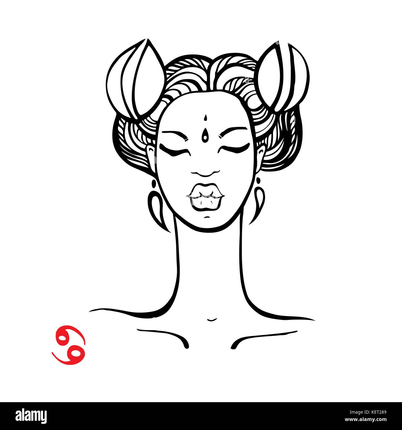 Cancer. Zodiac Beautiful fashion girl Stock Vector Image & Art - Alamy