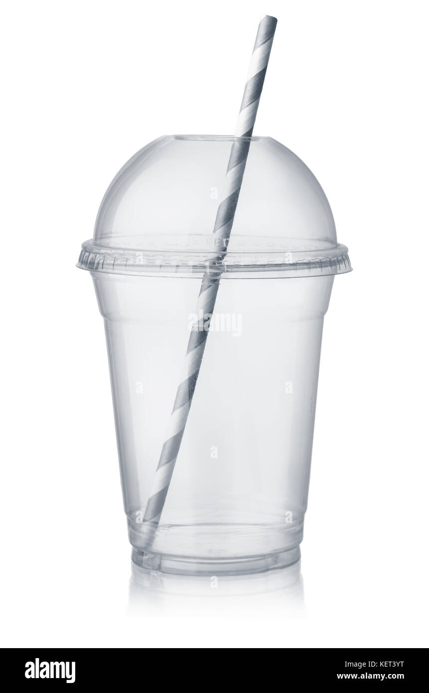 Plastic clear cup with dome lid and straw isolated on white Stock Photo Alamy