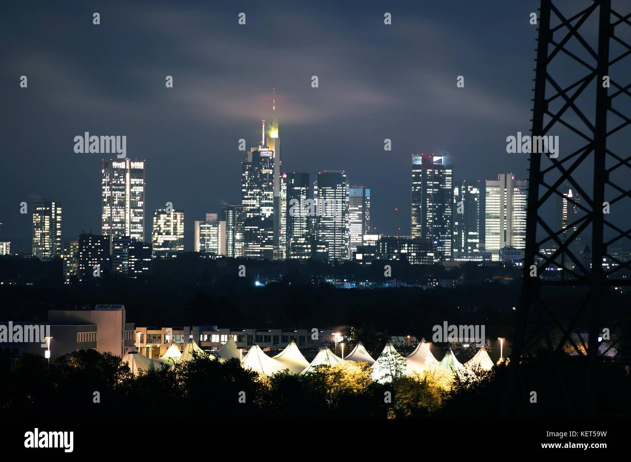 Frankfurt Am Main Part of the Skyline at Night. Frankfurt, a Central ...