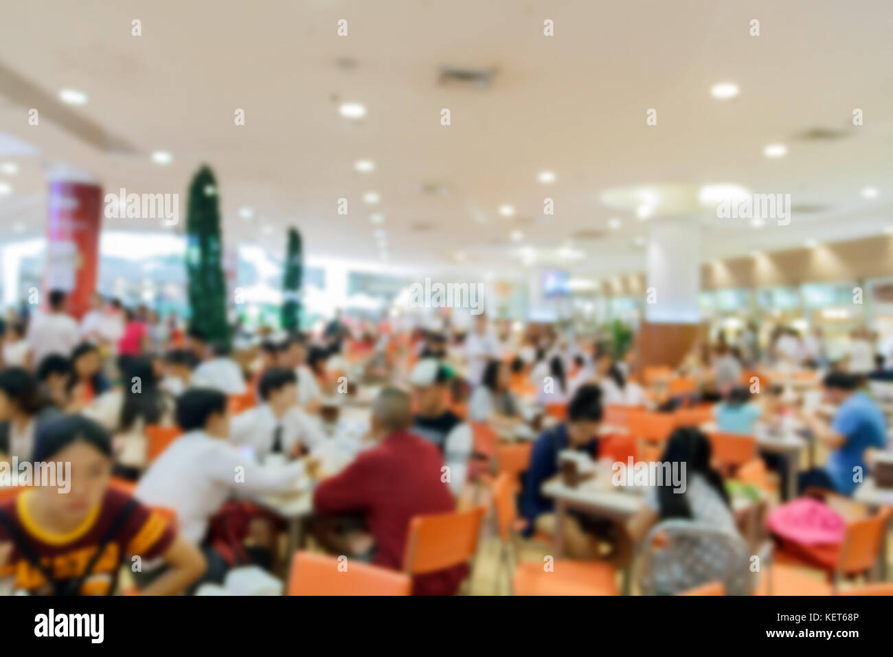 blurry food court at supermarket/mall for background Stock Photo