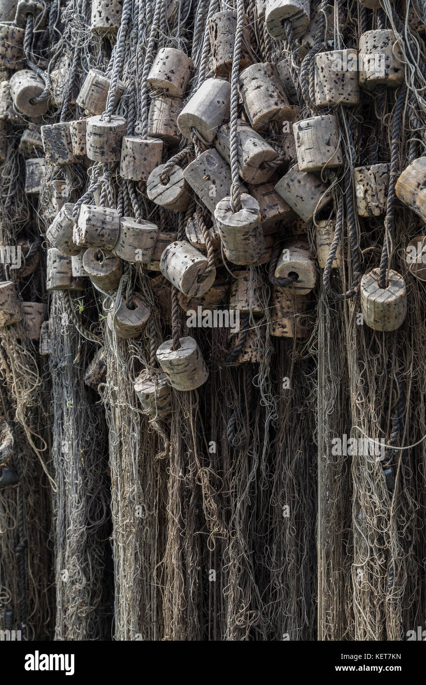 Old fishing nets with cork floats Stock Photo Alamy