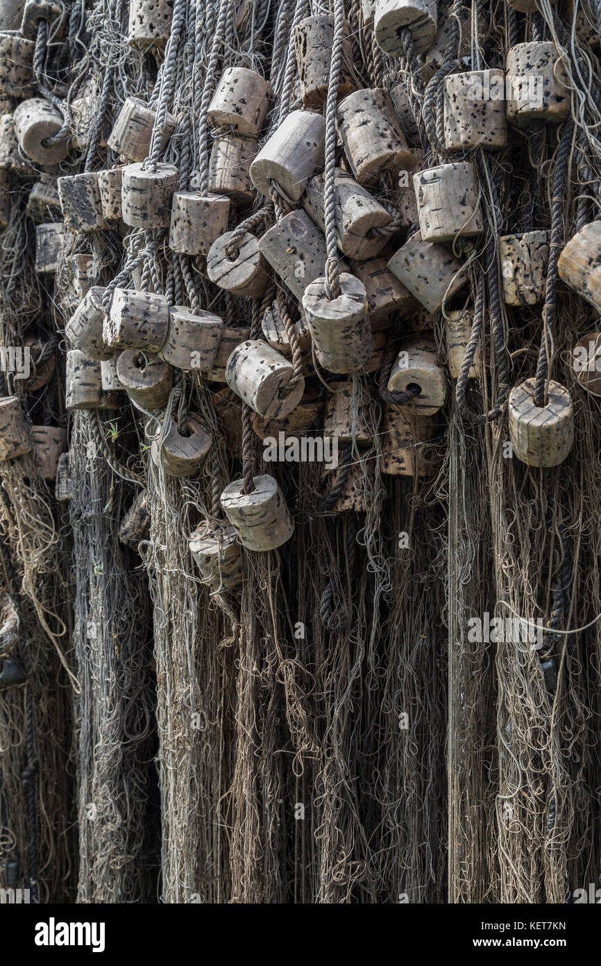 Old fishing nets with cork floats Stock Photo - Alamy