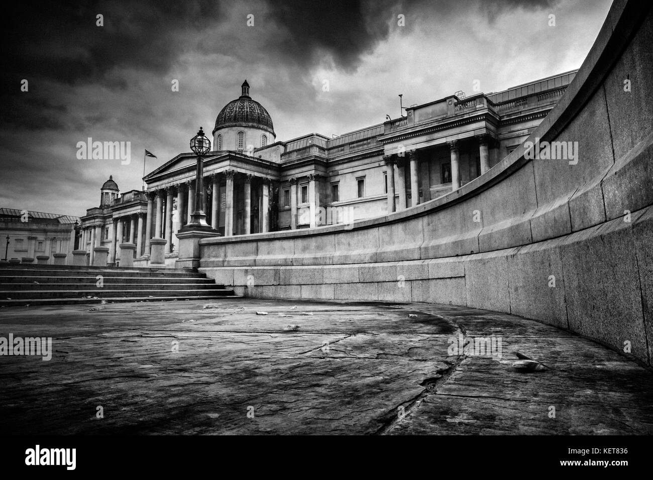 the National Gallery London from the steps of Trafalgar Square Stock Photo