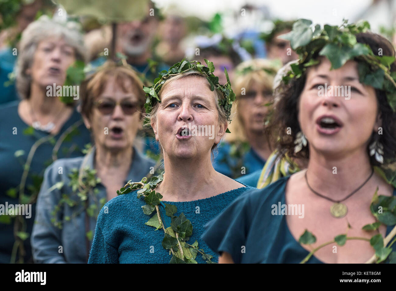 The Suitcase Singers performing in The Ordinalia - Cornish Mystery Plays performed during the Penryn Kemeneth a two day heritage festival in Cornwall Stock Photo