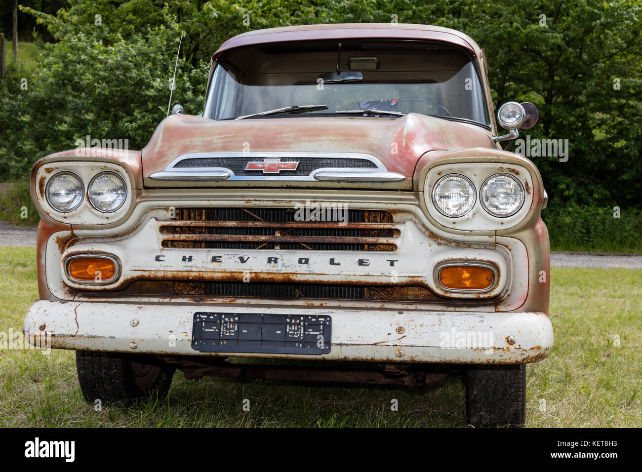 Munich, Germany, 18 June 2016: American vintage car, front view Stock