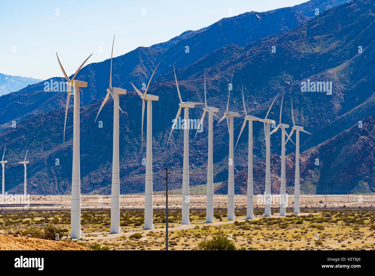 Wind energy turbines in San Pass, Palm Springs, California