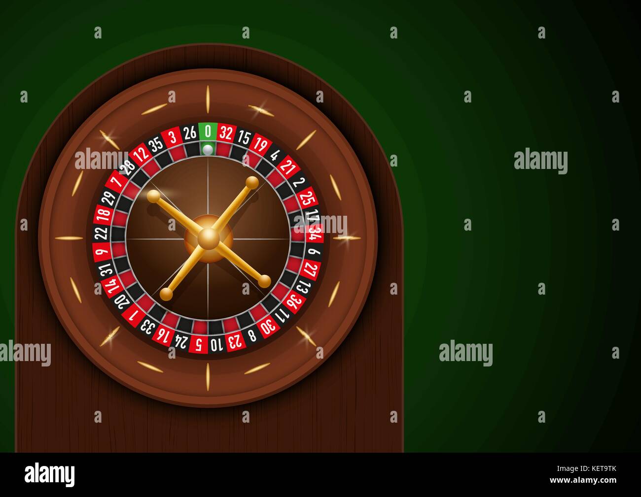 Casino roulette on green cloth Stock Vector