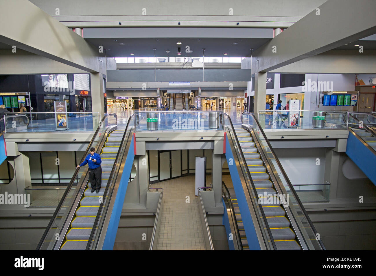 The shopping and pre-boarding area at Pittsburgh International Airport in Moon, Pa., Stock Photo
