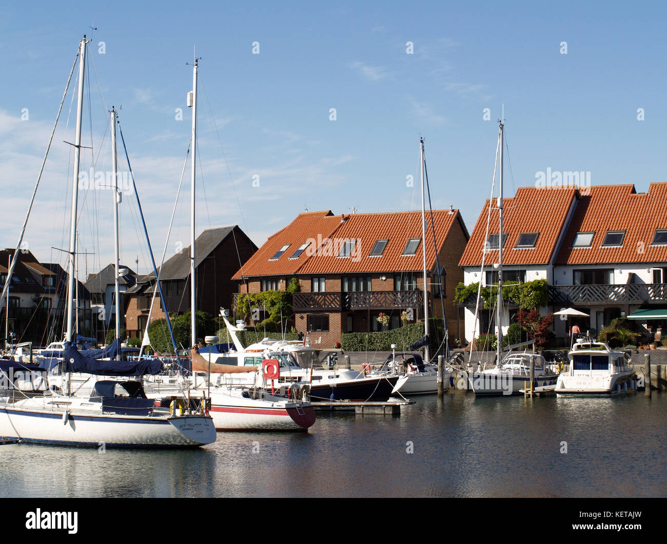 Waterfront housing at Hythe Marina Village, Southampton, Hampshire, UK