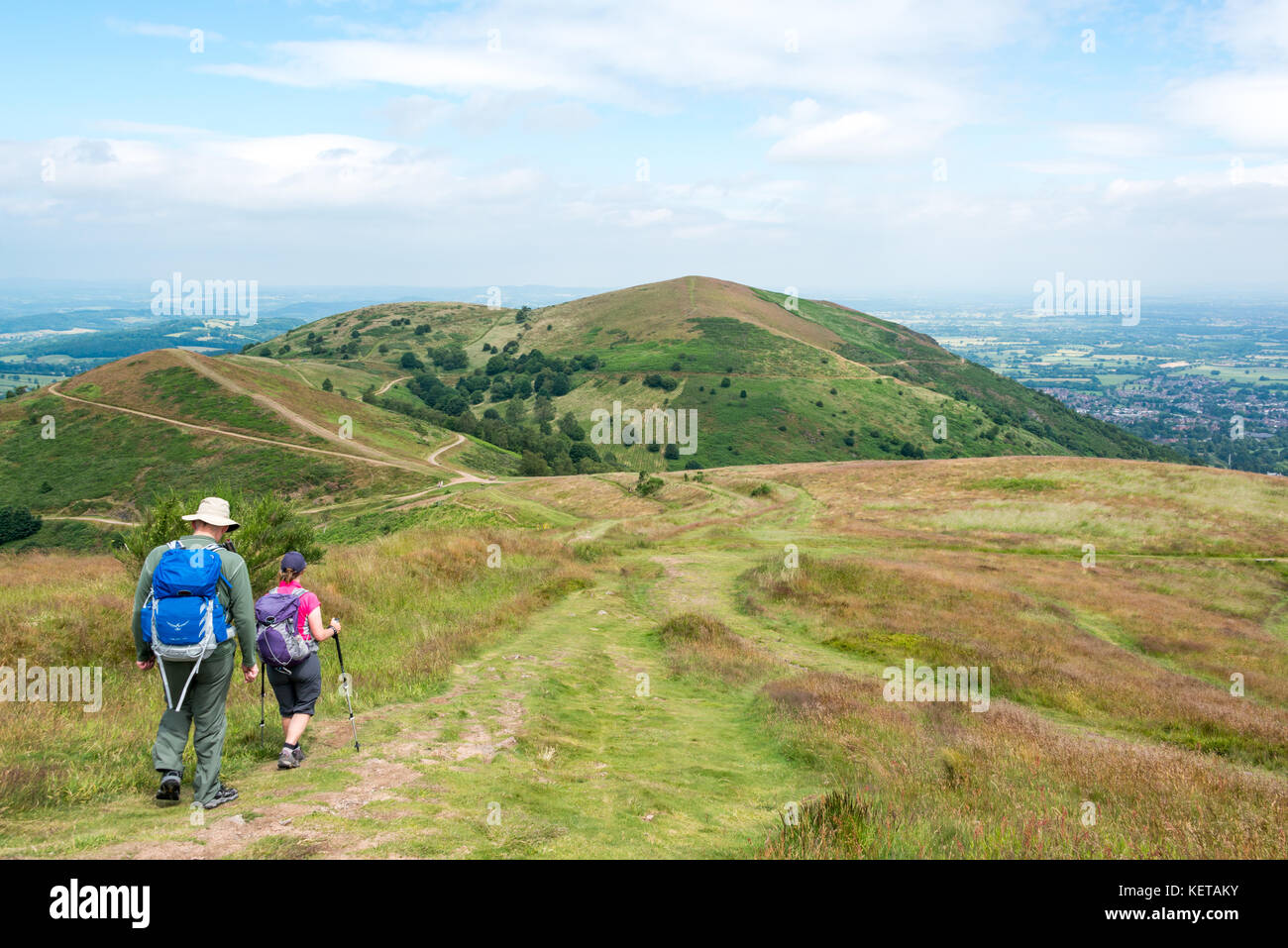 Walking in the Malvern Hills, Worcestershire, England Stock Photo