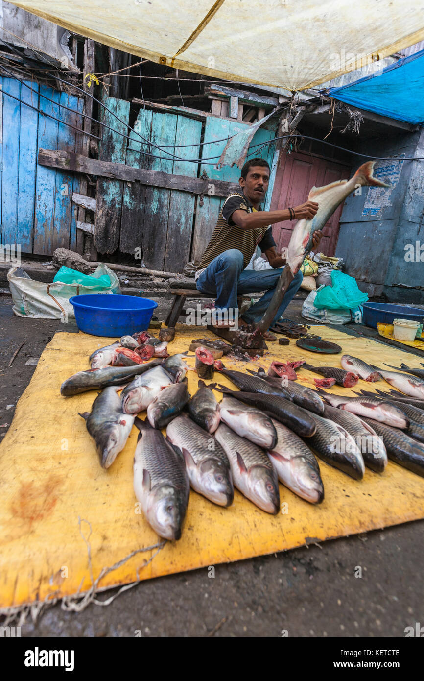 Fish market on the road in the slums of Rishehaat Darjeeling India West Bengal Asia Stock Photo