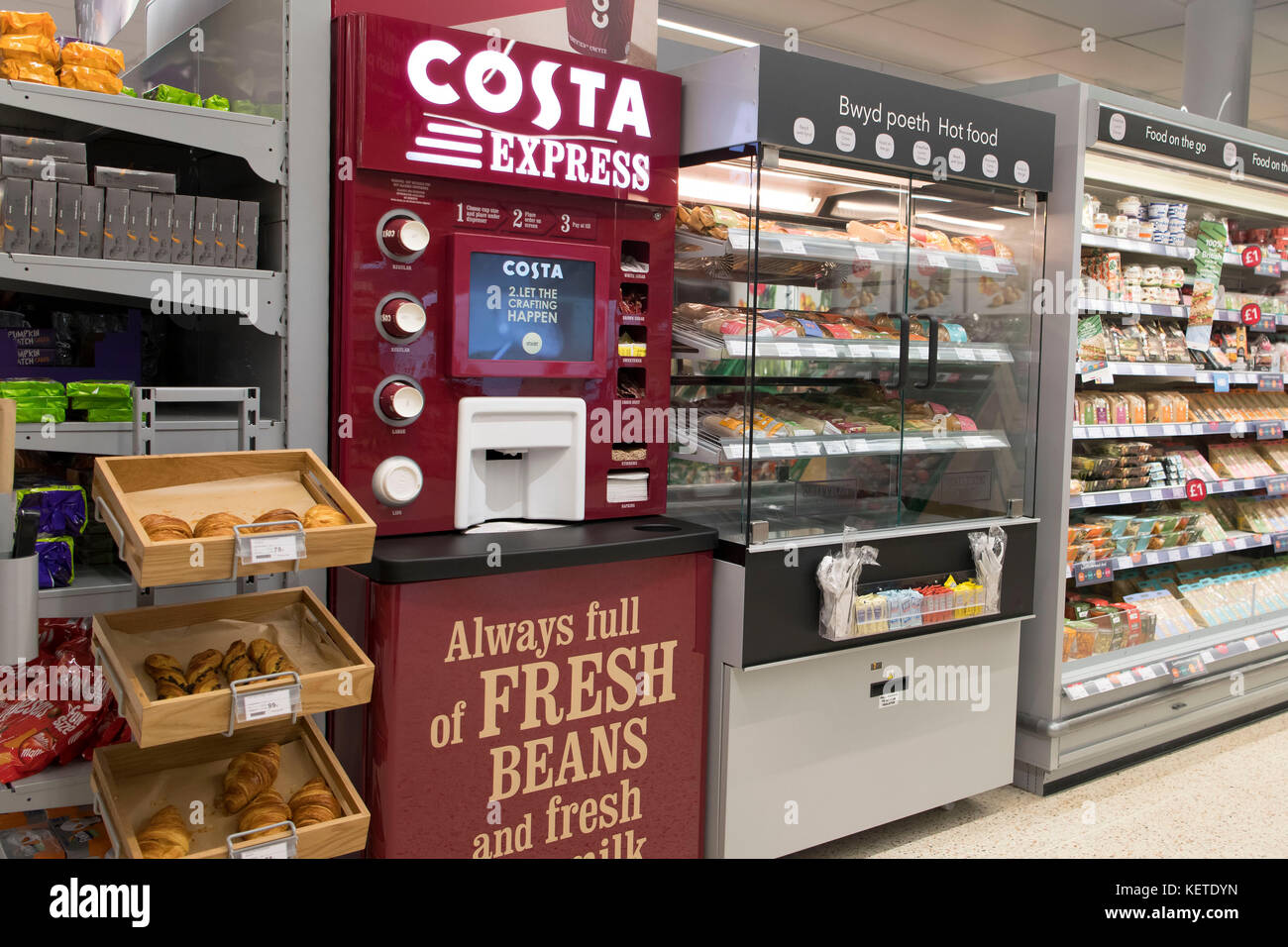 A Costa Coffee express machine in a supermarket grocery store Stock