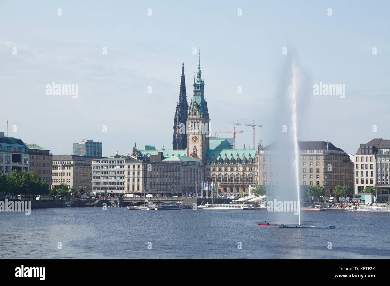 Binnenalster With City Hall And Water Jet Hamburg Germany Europe I binnenalster-with-city-hall-and-water-jet-hamburg-germany-europe-i