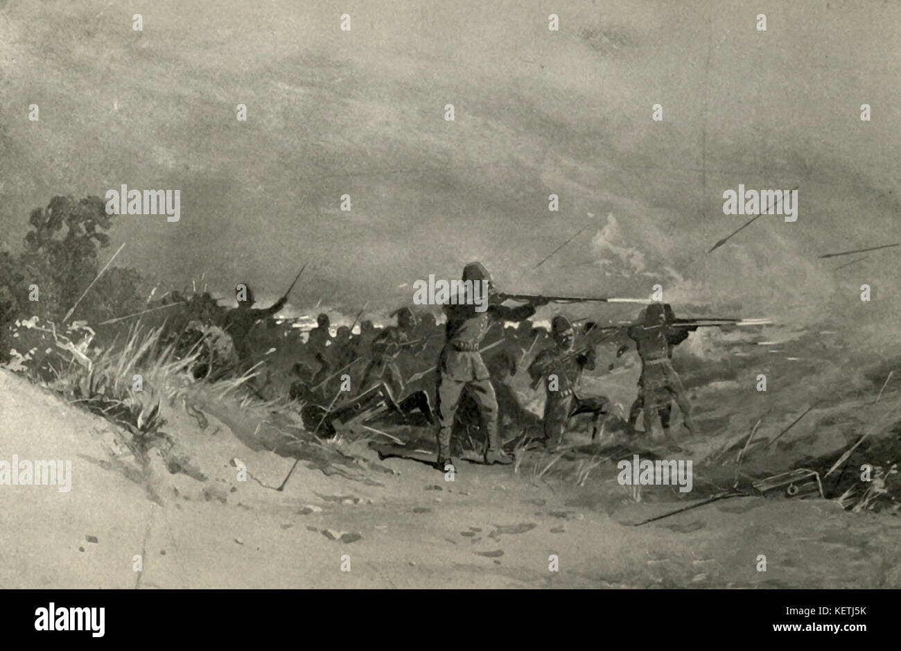Gessi Pasha's troops advancing to the attack on Dem Suleiman, 1896 Stock Photo