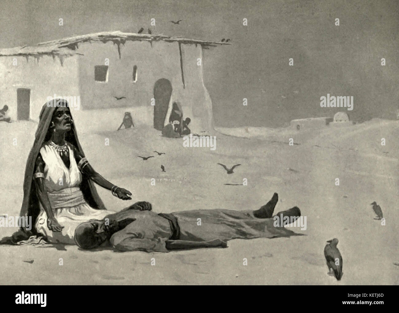 Famine Stricken in Sudan, circa 1880 Stock Photo