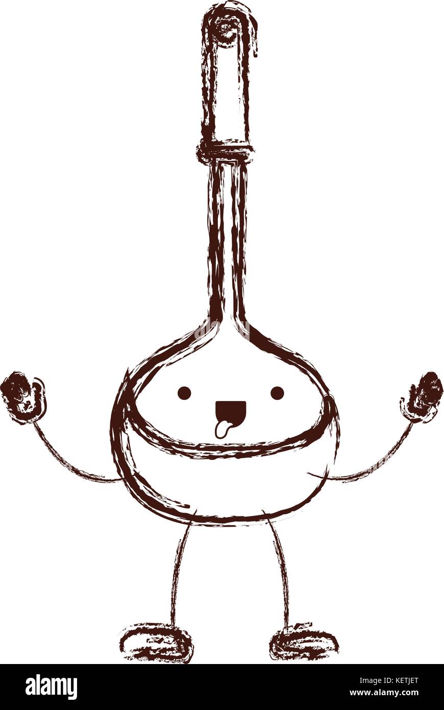 soup ladle utensil cartoon in brown blurred silhouette Stock Vector