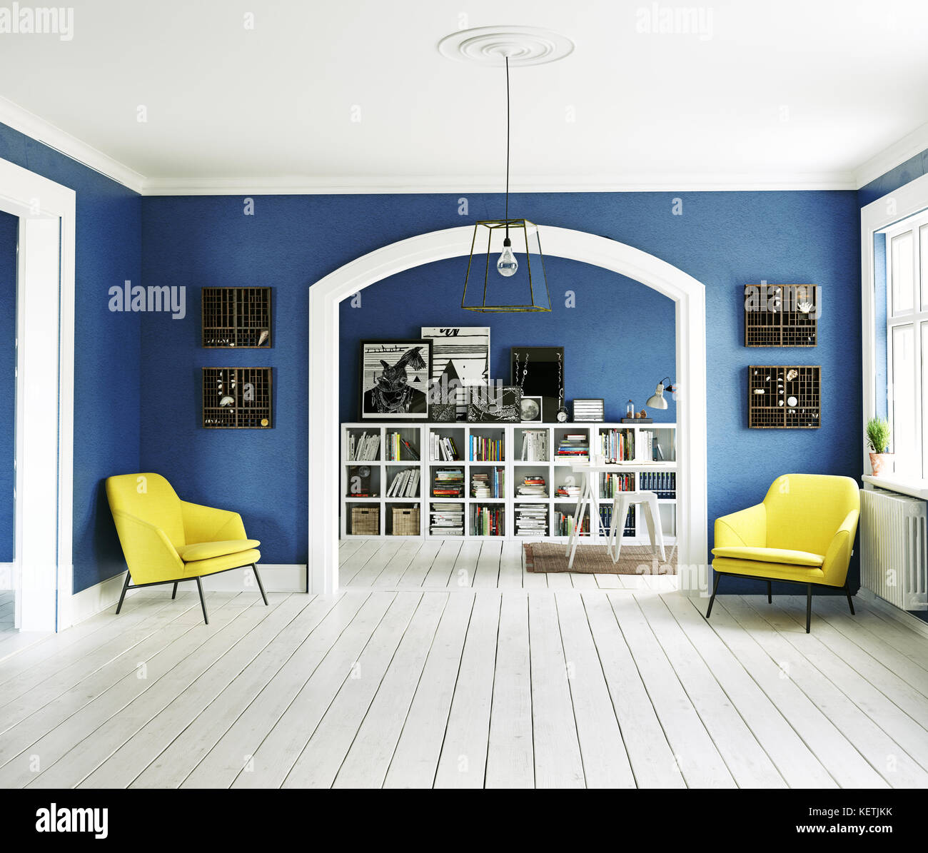 The Modern interior. Scandinavian design style. 3d rendering ...