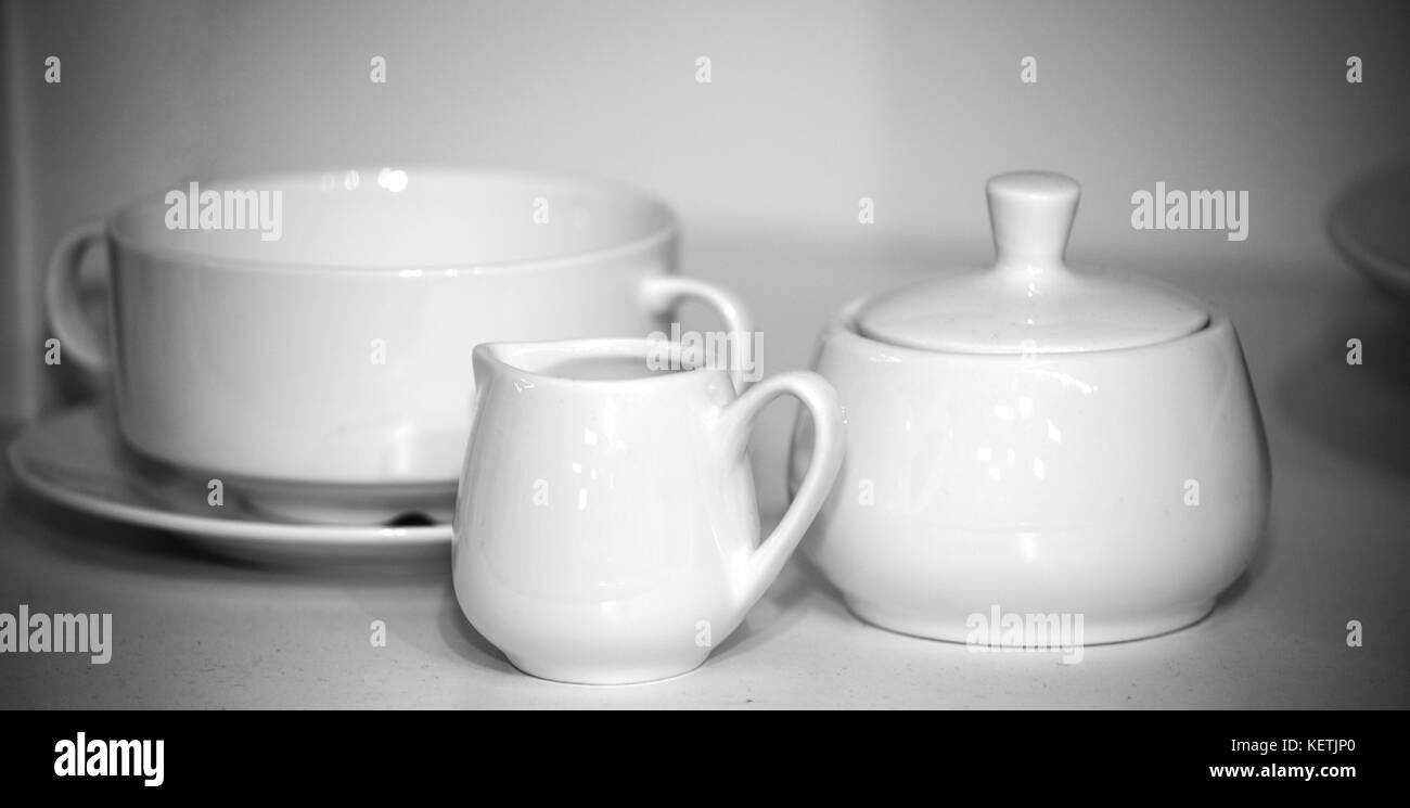 White tableware closeup Stock Photo Alamy