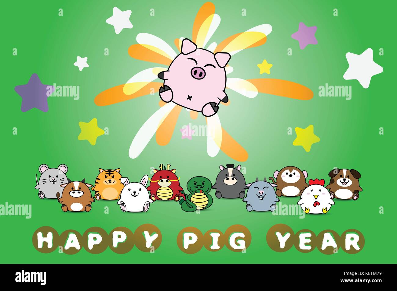 Happy new year for Pig year of animal symbol Chinese zodiac horoscope ...