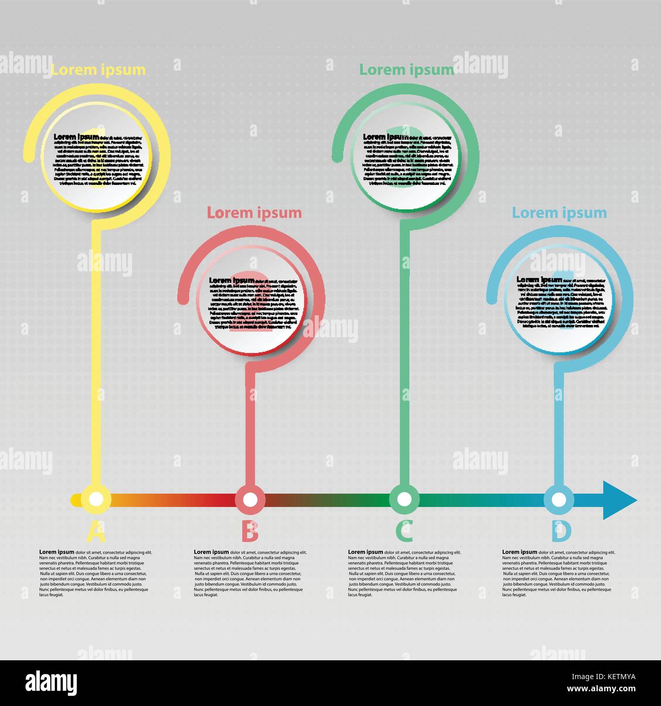 Coloful Paper Circle With Time Line Arrow For Website Presentation