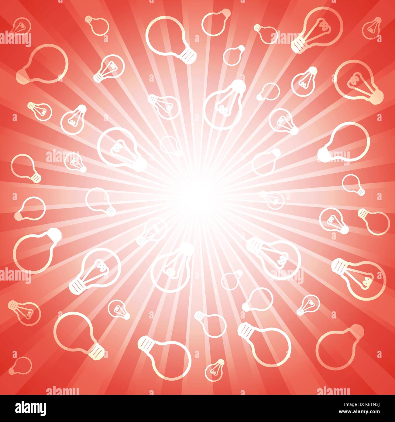Red burst with variety white light bulb for abstract vector design ...