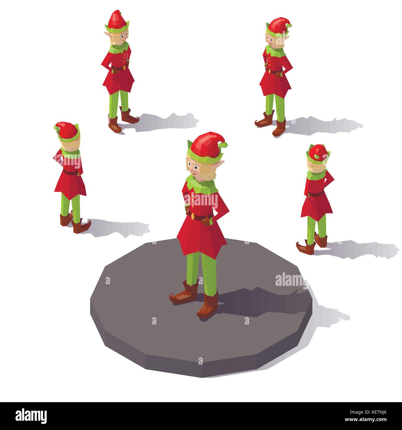 Low poly Christmas elf Stock Vector