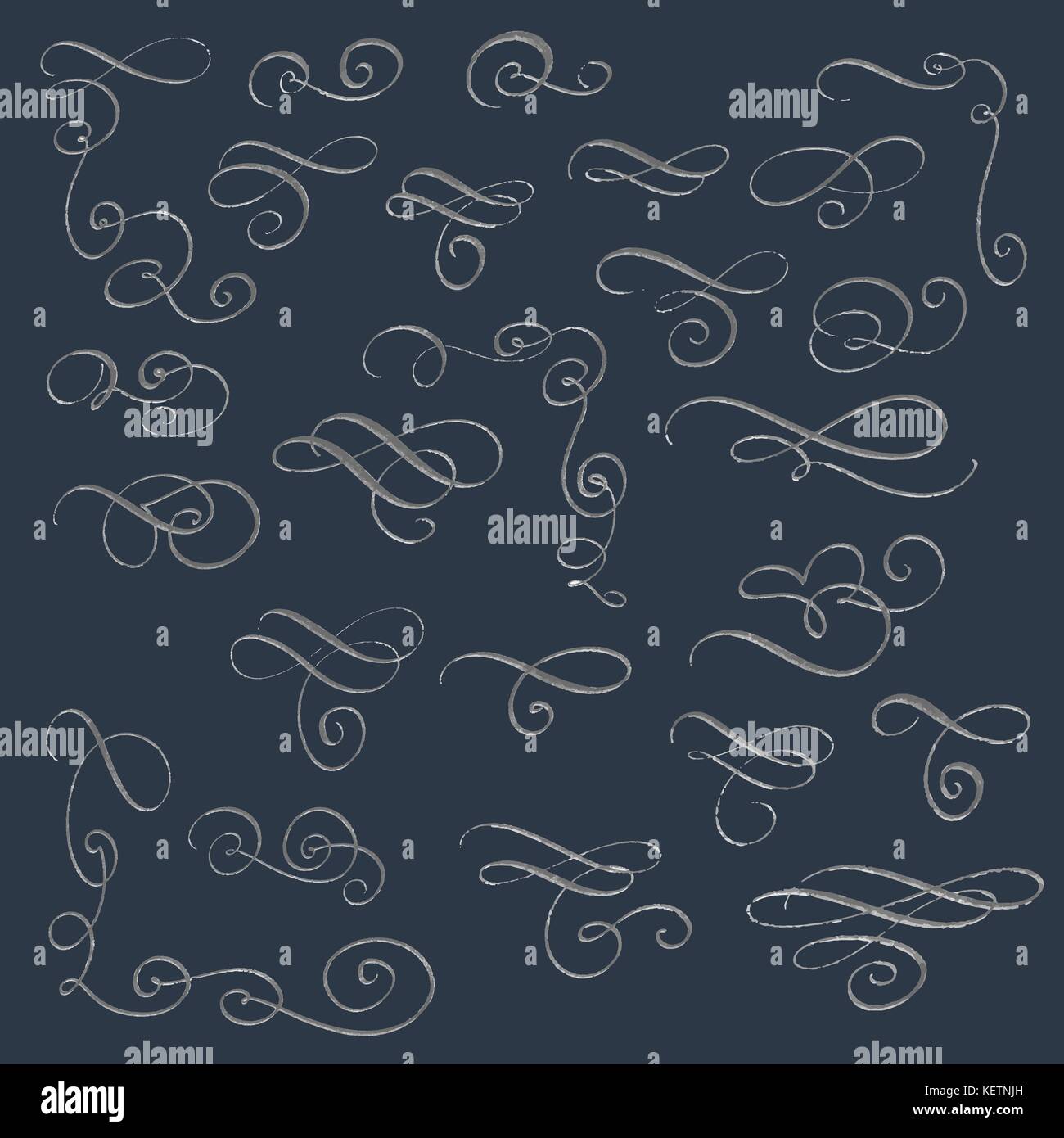Collection or set of vintage styled calligraphic flourishes, vector ...