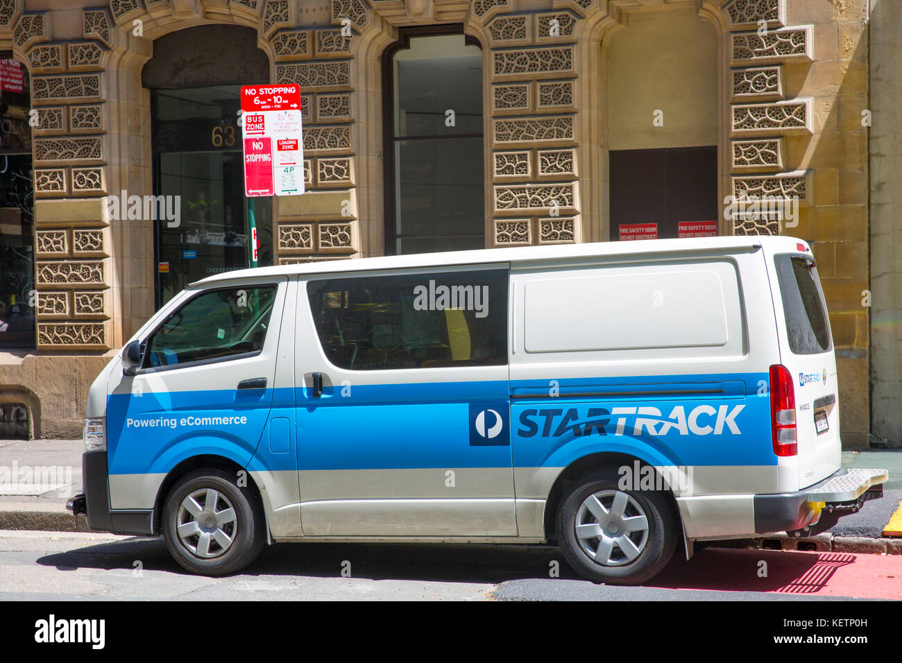 Startrack is the parcels delivery business of Australia Post, vehicle here shot in Sydney Stock
