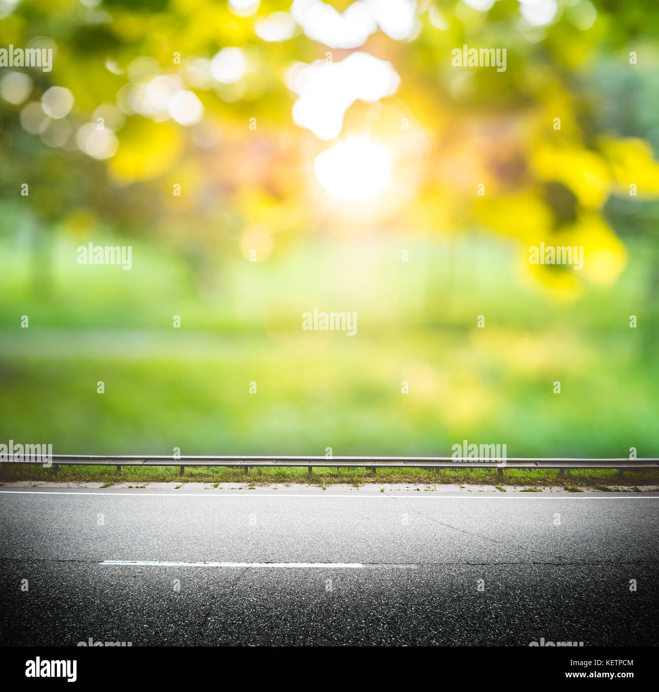 Green forest road background. Asphalt and blurred park Stock Photo ...