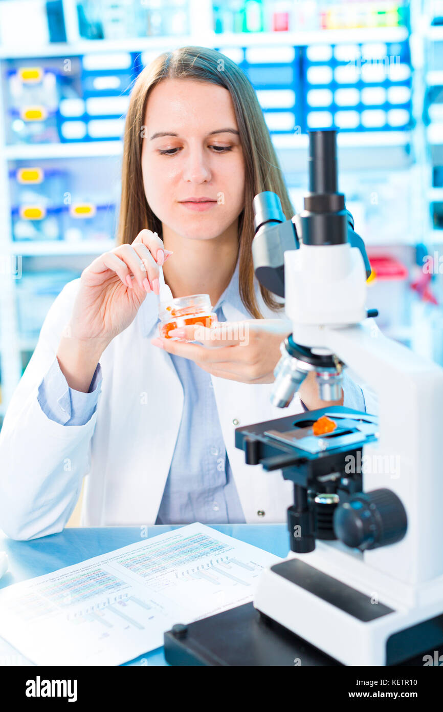 Fish caviar research in laboratory. Food Processing and Quality Control Fish Stock Photo Alamy