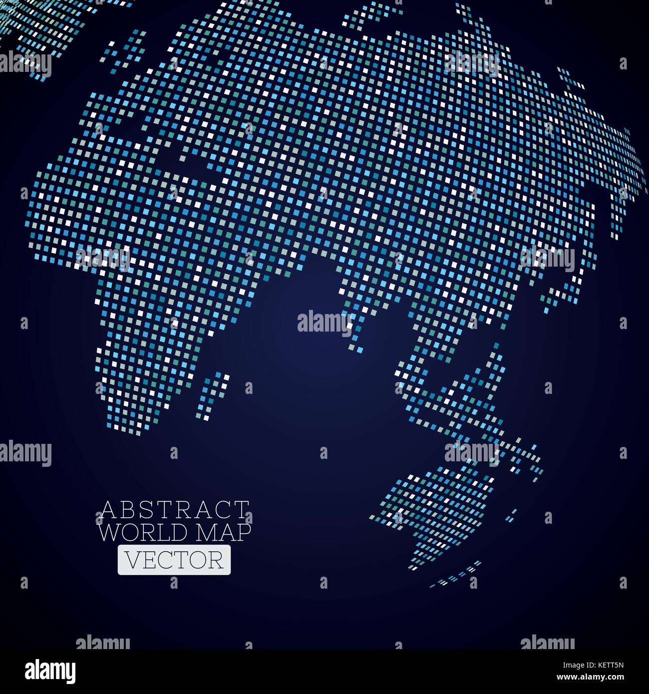 PrintPixel dot world map made from blue squares. Global technology ...