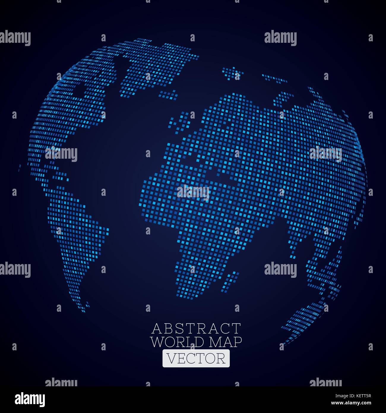 PrintPixel dot world map made from blue squares. Global technology ...