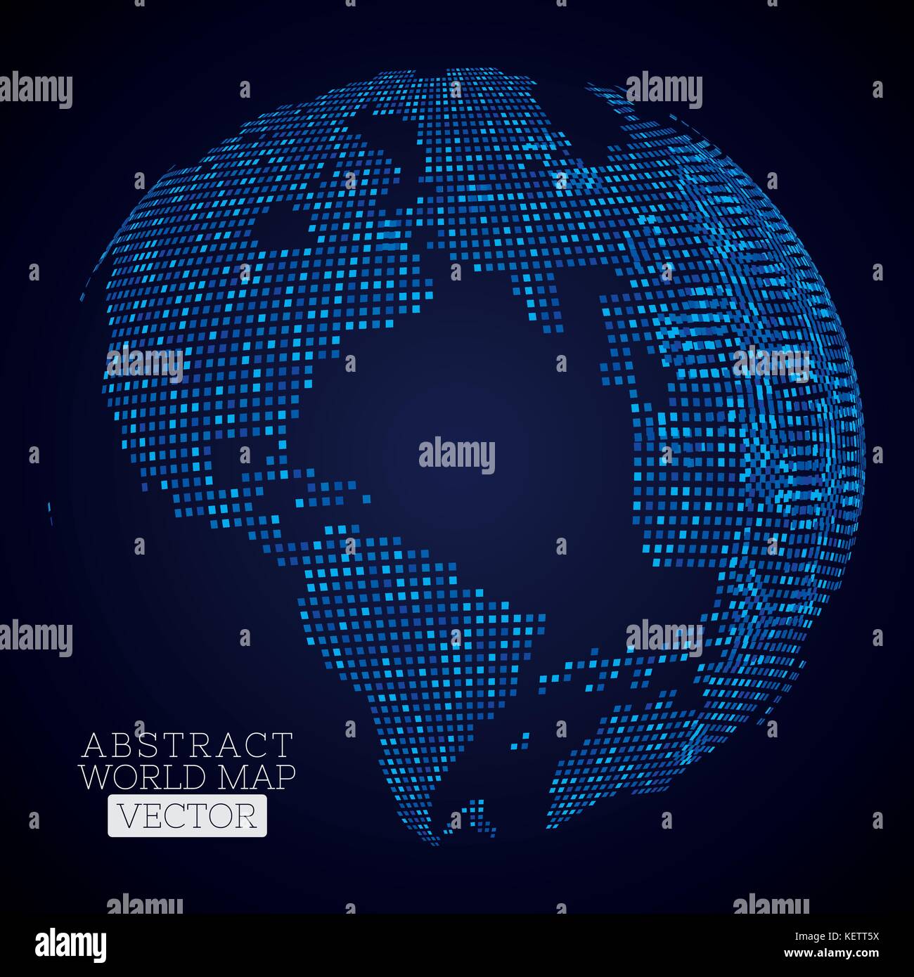 PrintPixel dot world map made from blue squares. Global technology ...