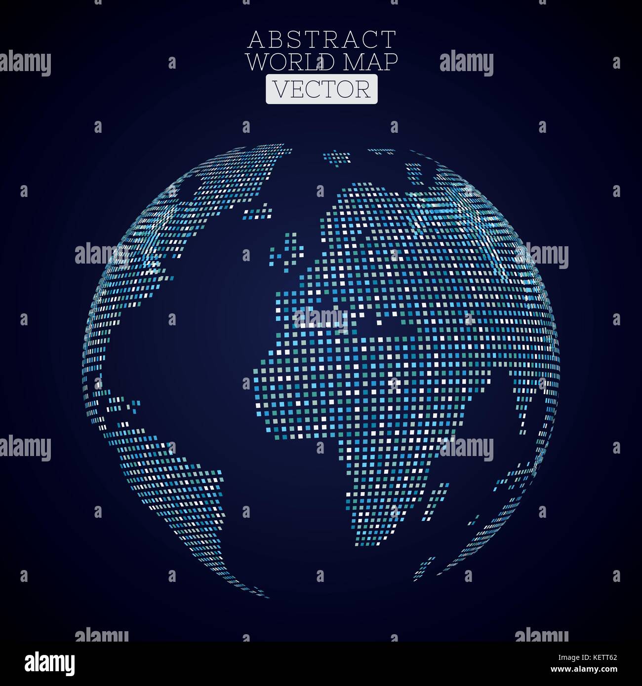 PrintPixel dot world map made from blue squares. Global technology ...