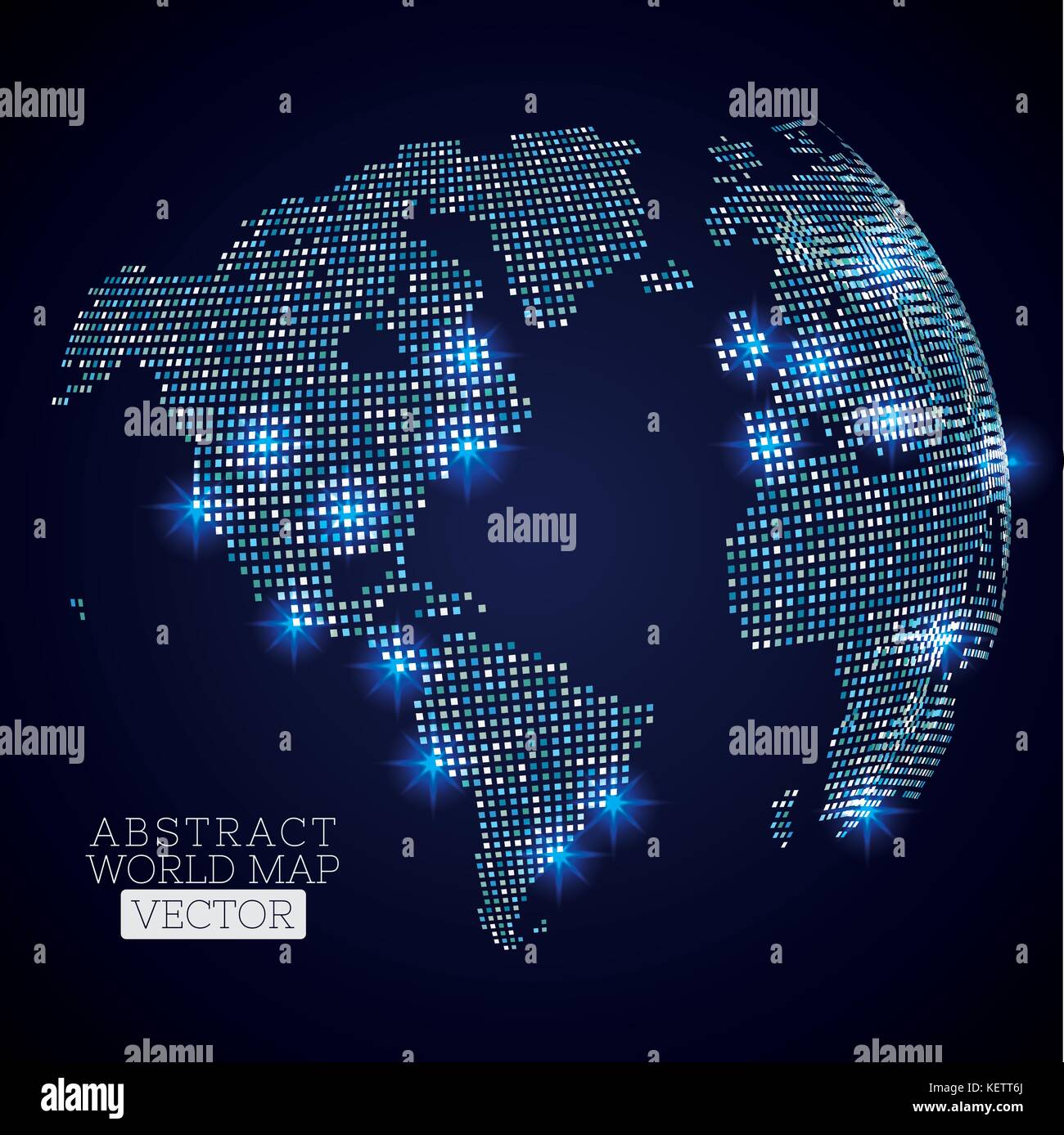 PrintPixel dot world map with glowing locations. Global technology ...