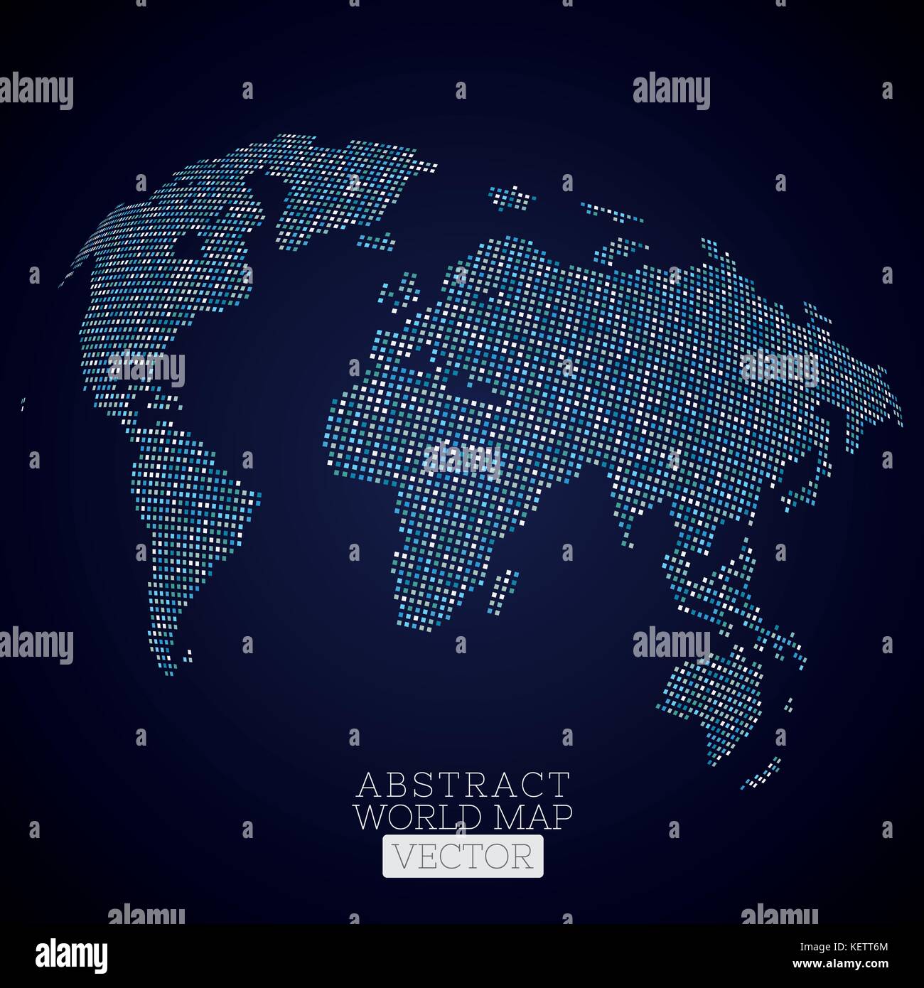 PrintPixel dot world map made from blue squares. Global technology ...