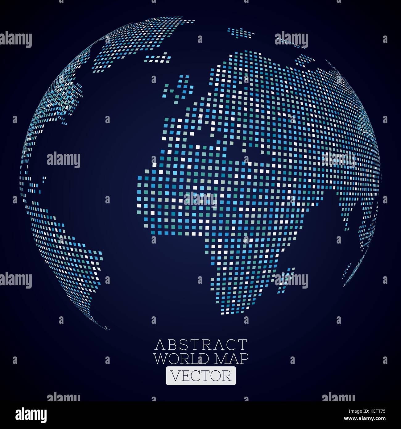 PrintPixel dot world map made from blue squares. Global technology ...