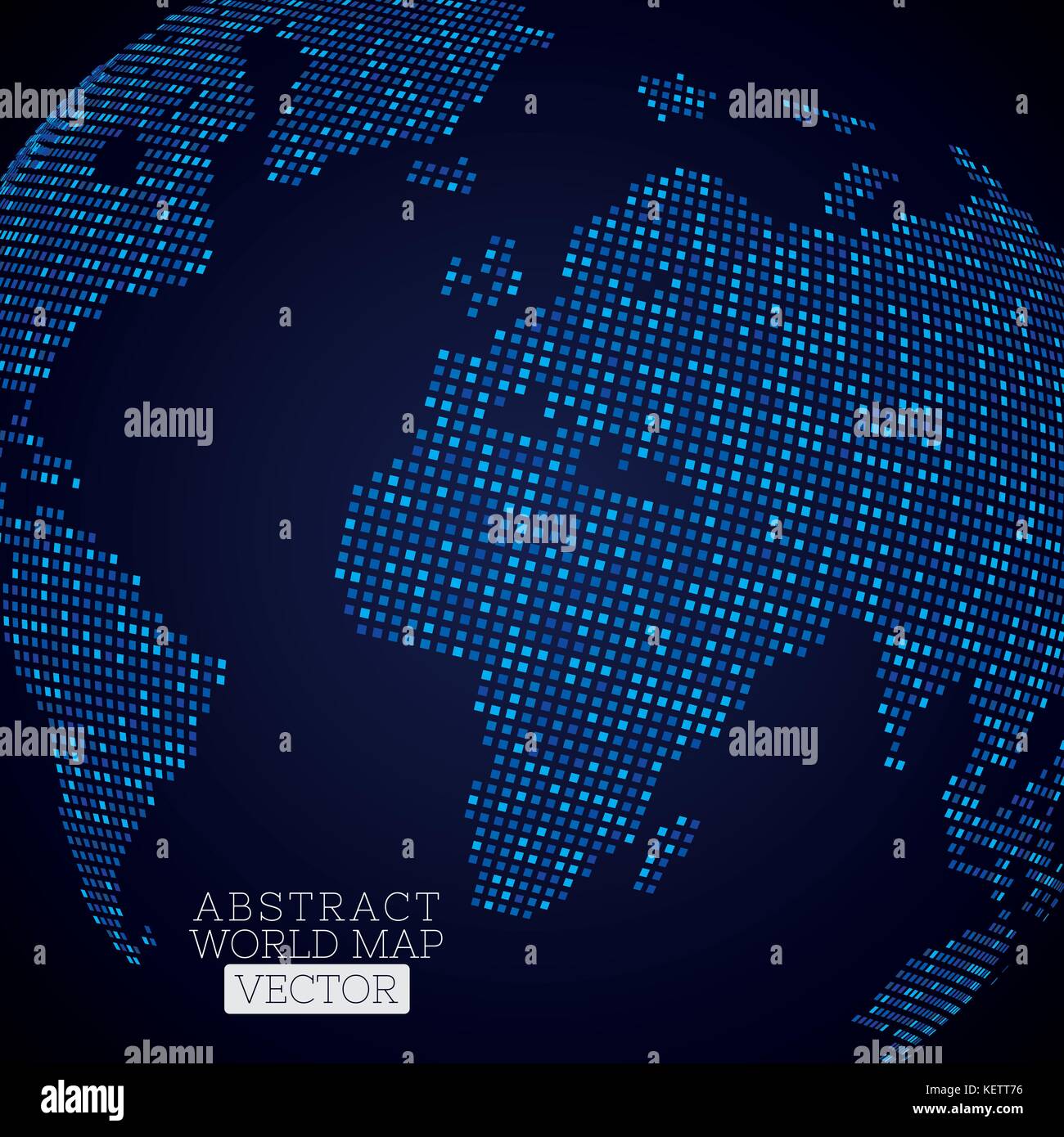 PrintPixel dot world map made from blue squares. Global technology ...