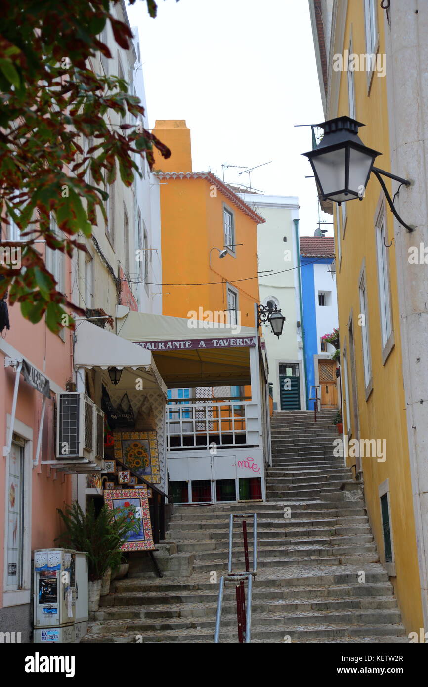 Steep and narrow street in the town of Sintra, Portugal Stock Photo - Alamy