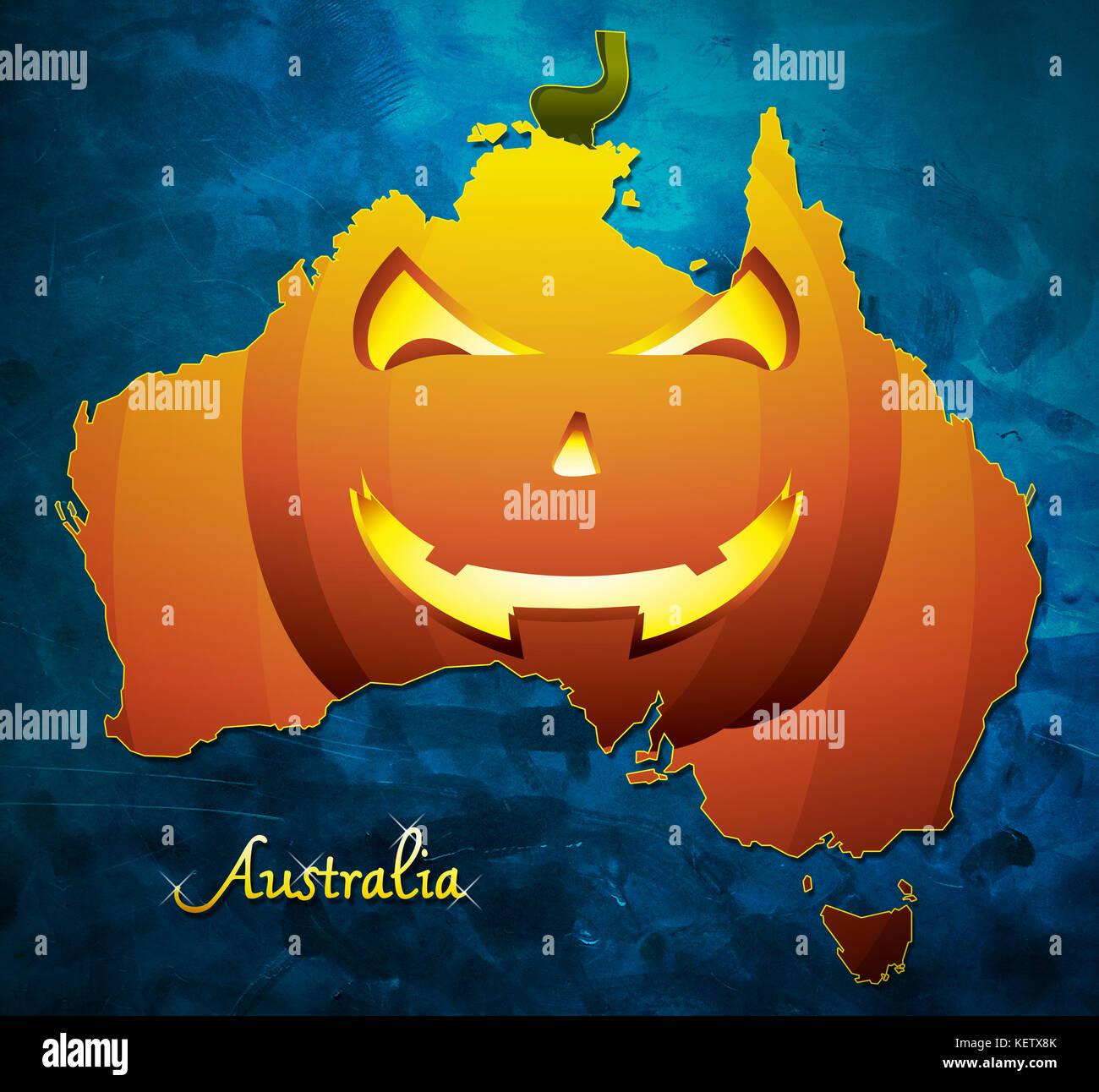 Australia halloween map illustration with pumpkin face Stock Photo Alamy