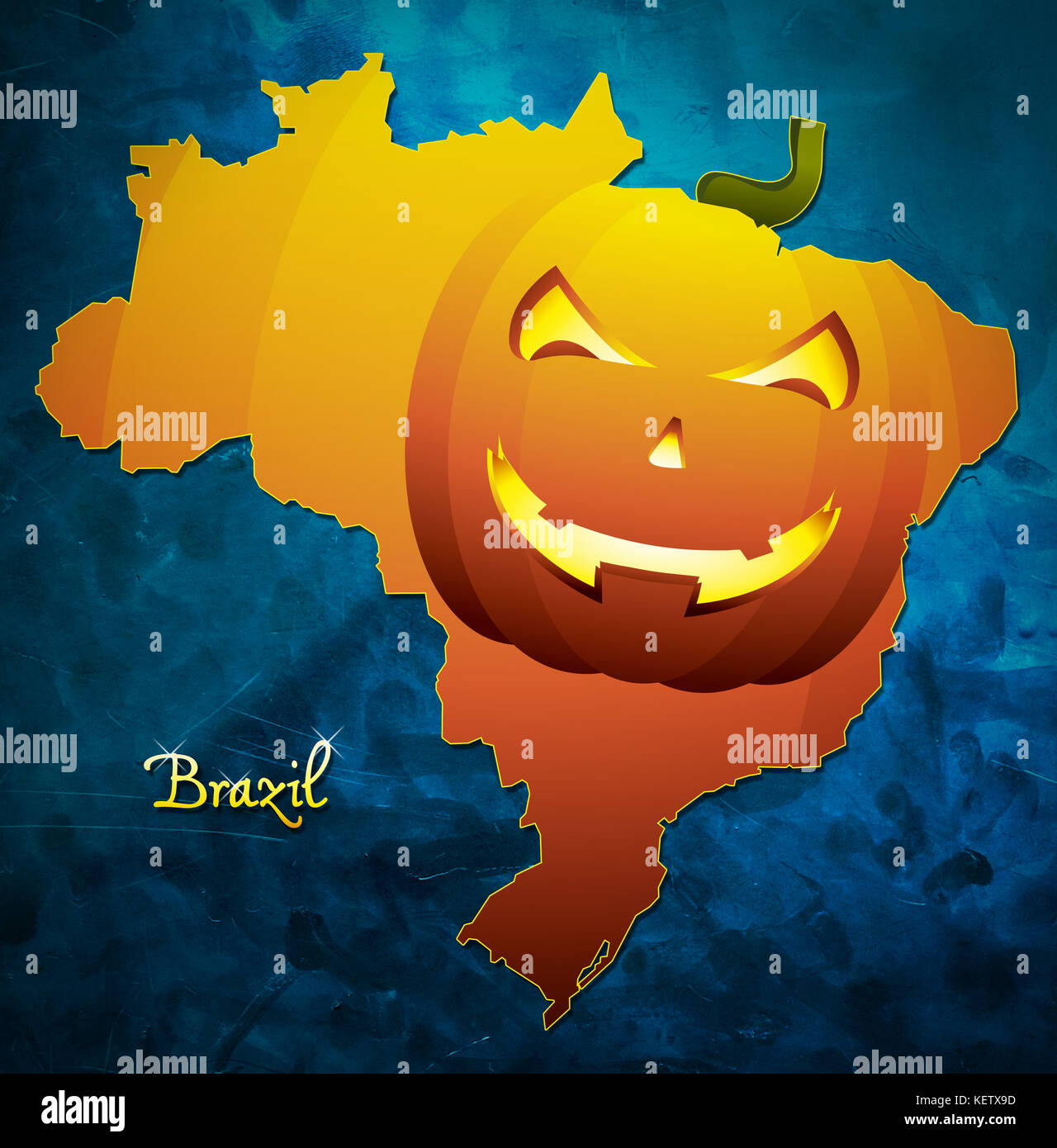 Brazil halloween map illustration with pumpkin face Stock Photo Alamy