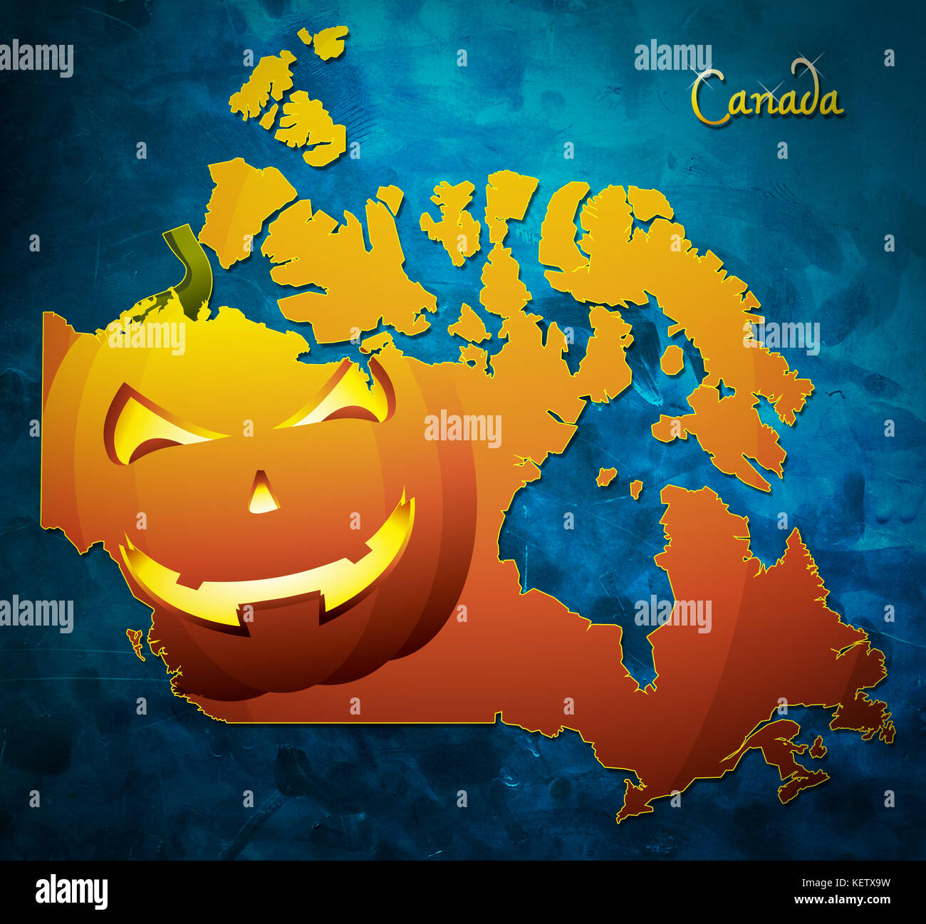 Canada halloween map illustration with pumpkin face Stock Photo Alamy